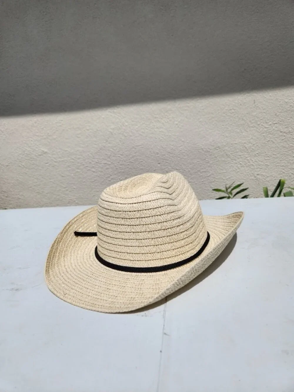 Western Creme Straw Woven Cowboy Hat Sun Hat with Adjustable Strap Unisex Fedora - Picture 2 of 4